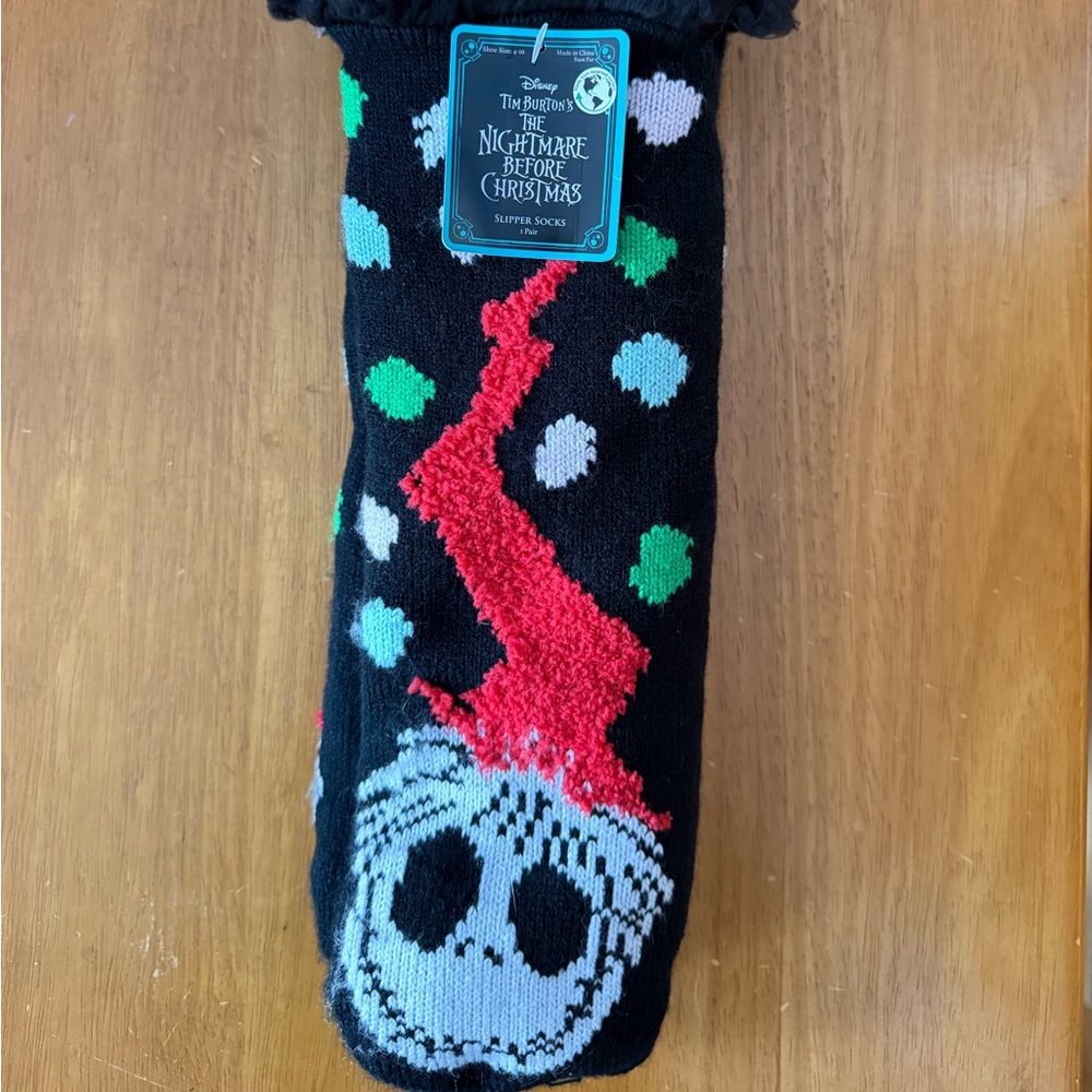 The Nightmare Before Christmas Slipper Socks With Grips, Women’s Shoe Size 4-10